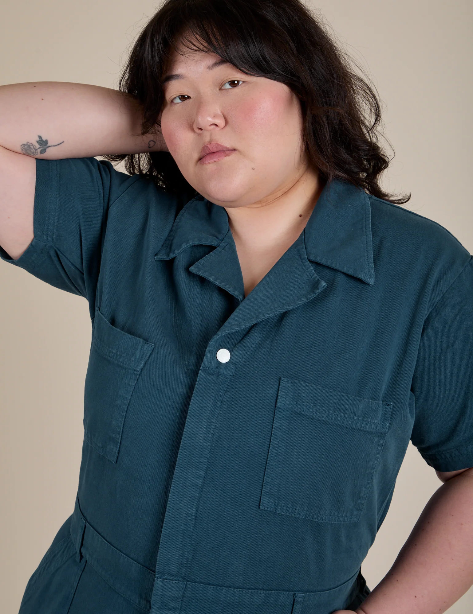 Short Sleeve Jumpsuit - Lagoon - Image 8