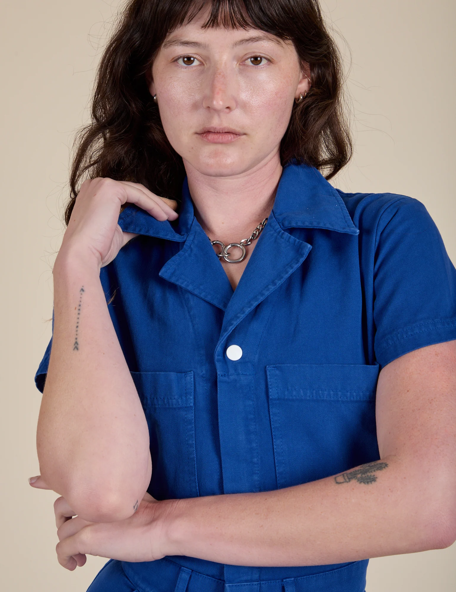Short Sleeve Jumpsuit - Royal Blue - Image 11