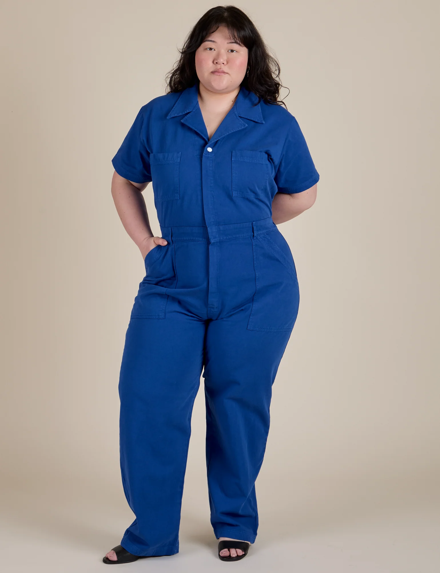 Short Sleeve Jumpsuit - Royal Blue - Image 18