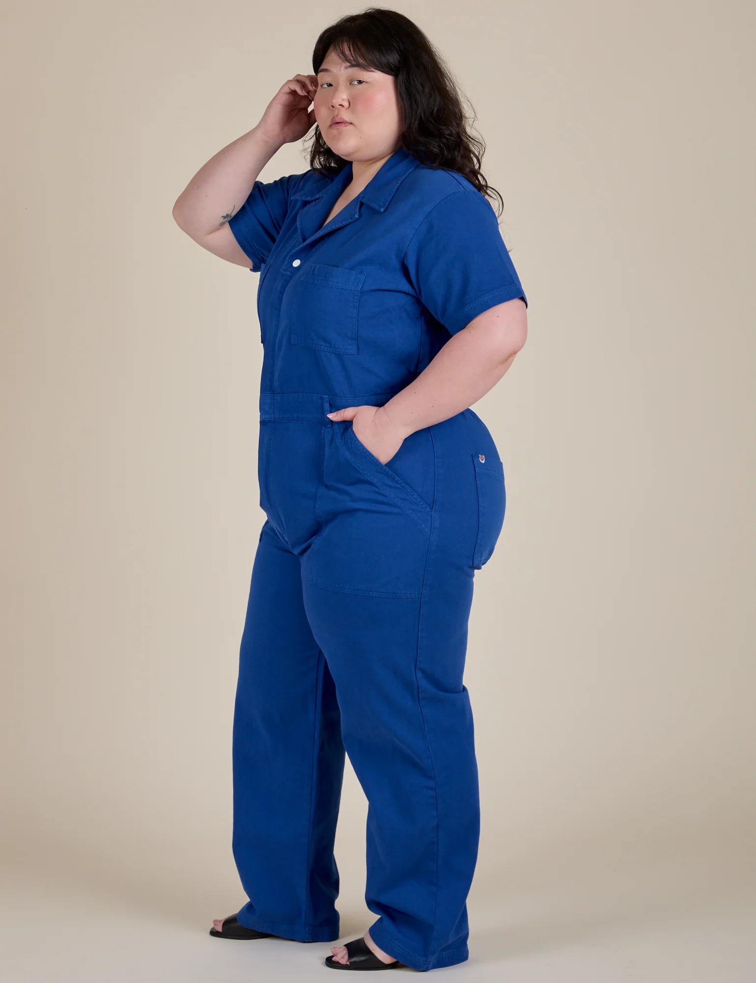 Short Sleeve Jumpsuit - Royal Blue - Image 20