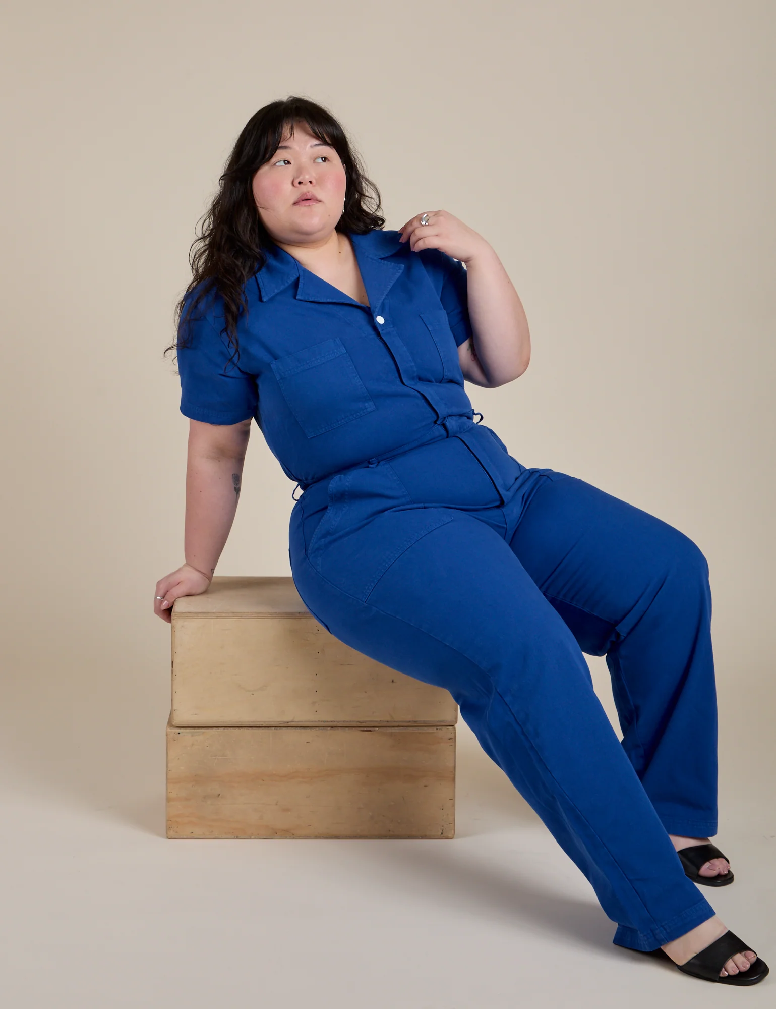 Short Sleeve Jumpsuit - Royal Blue - Image 25