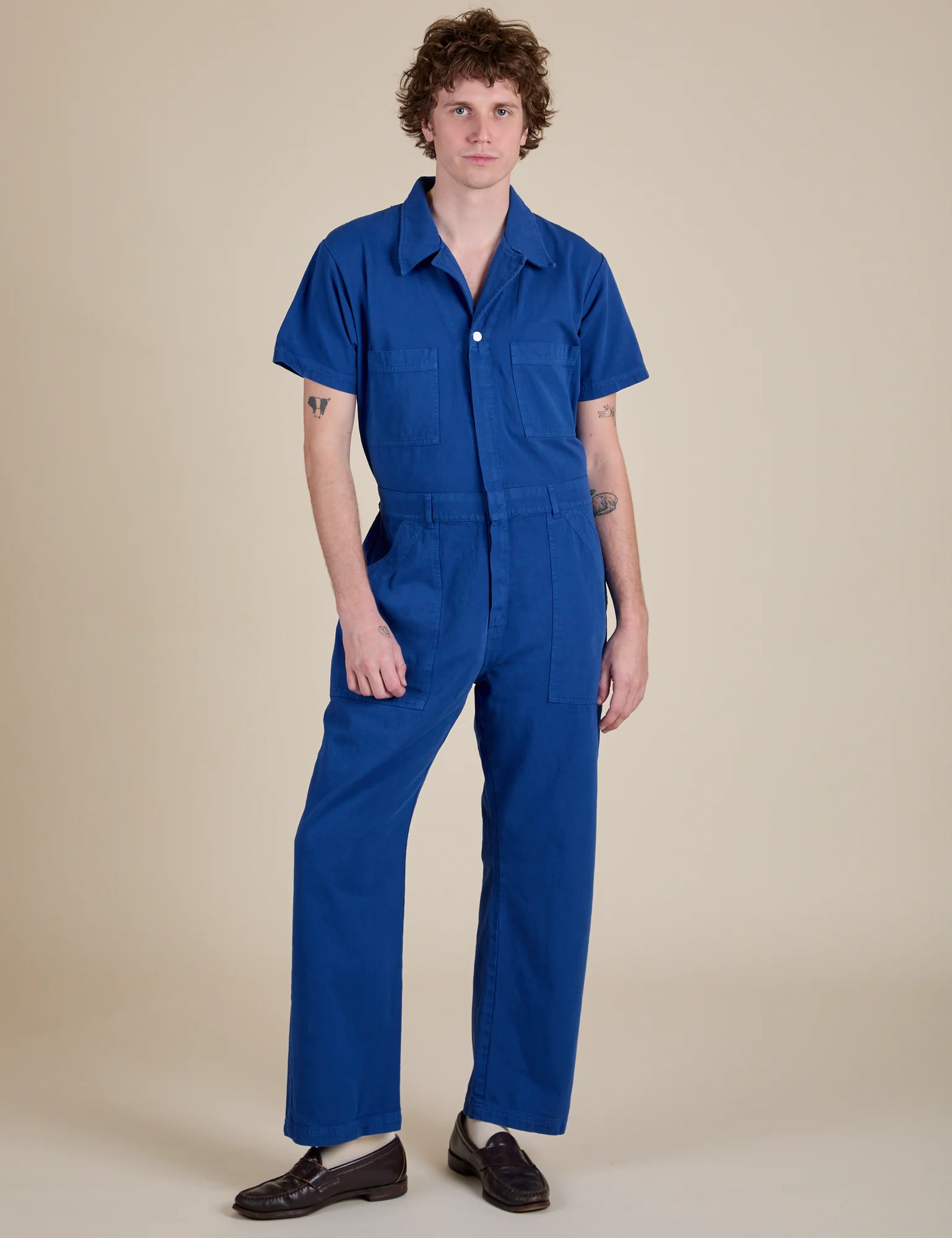 Short Sleeve Jumpsuit - Royal Blue - Image 26