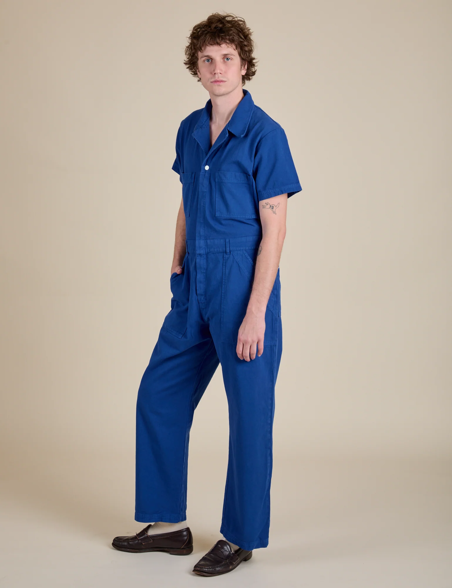 Short Sleeve Jumpsuit - Royal Blue - Image 28