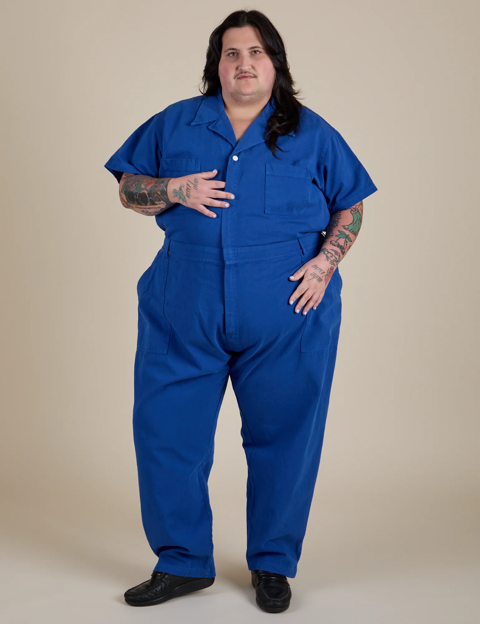 Short Sleeve Jumpsuit - Royal Blue - Image 3