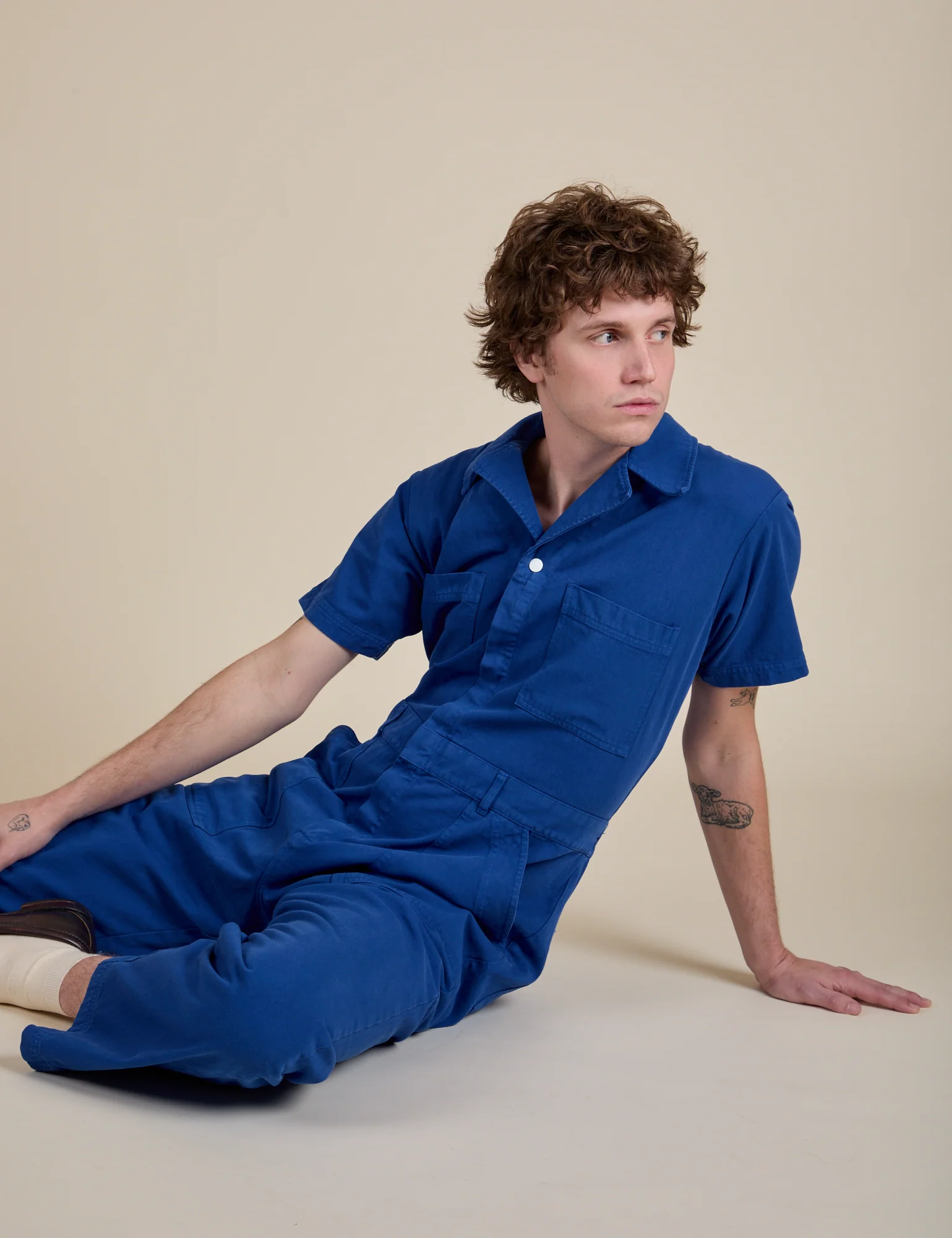 Short Sleeve Jumpsuit - Royal Blue - Image 31