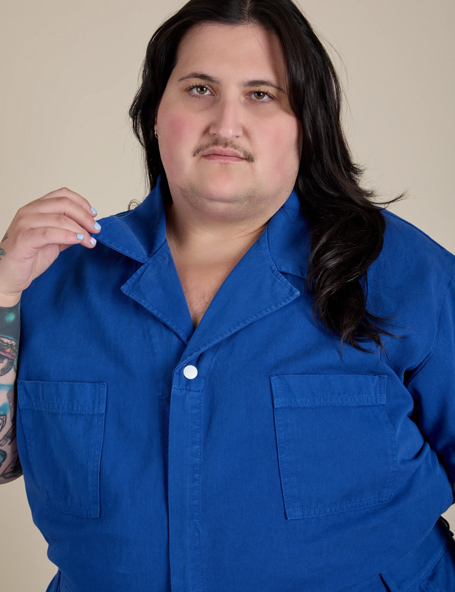Short Sleeve Jumpsuit - Royal Blue - Image 4