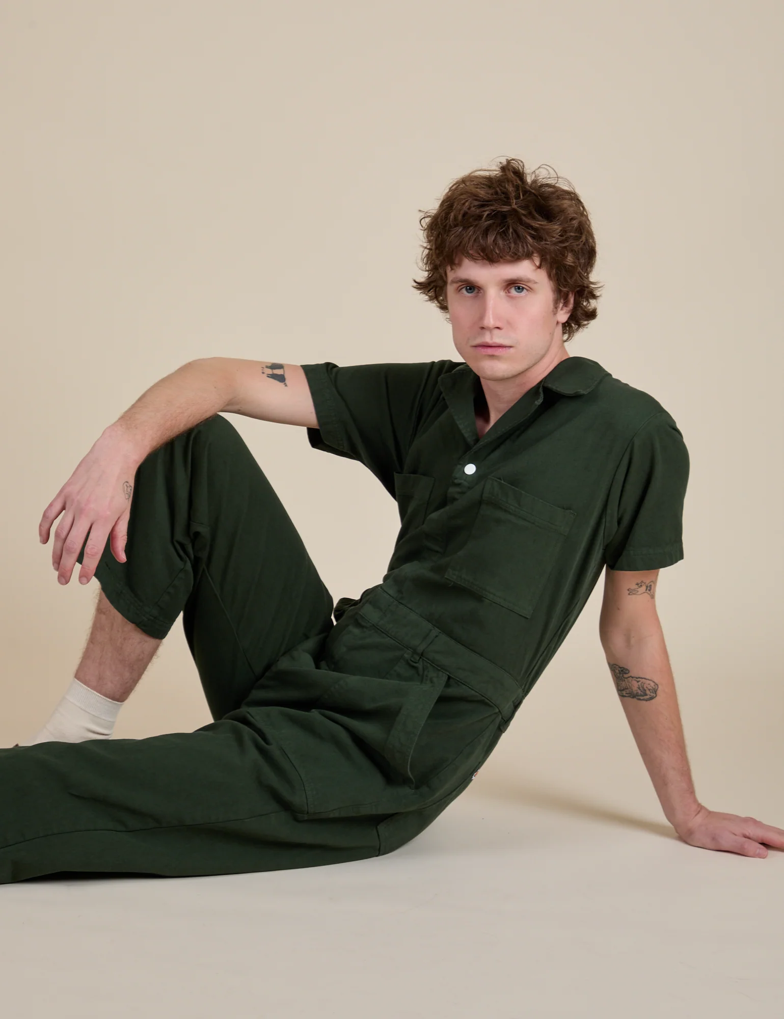 Short Sleeve Jumpsuit - Swamp Green - Image 14