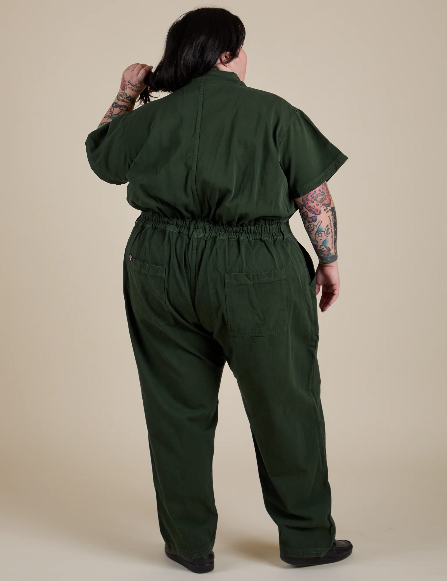 Short Sleeve Jumpsuit - Swamp Green - Image 26