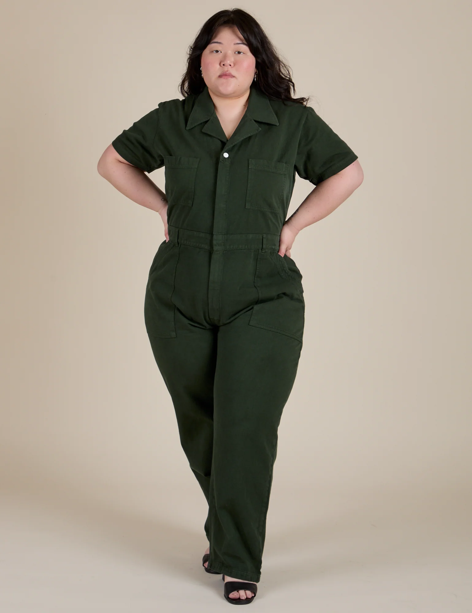 Short Sleeve Jumpsuit - Swamp Green - Image 3