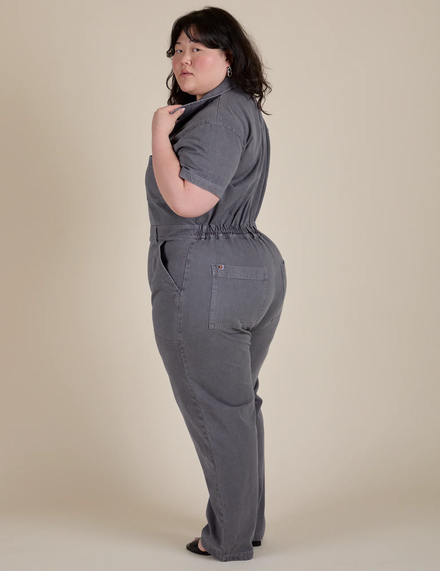 Short Sleeve Jumpsuit - Washed Grey - Image 14