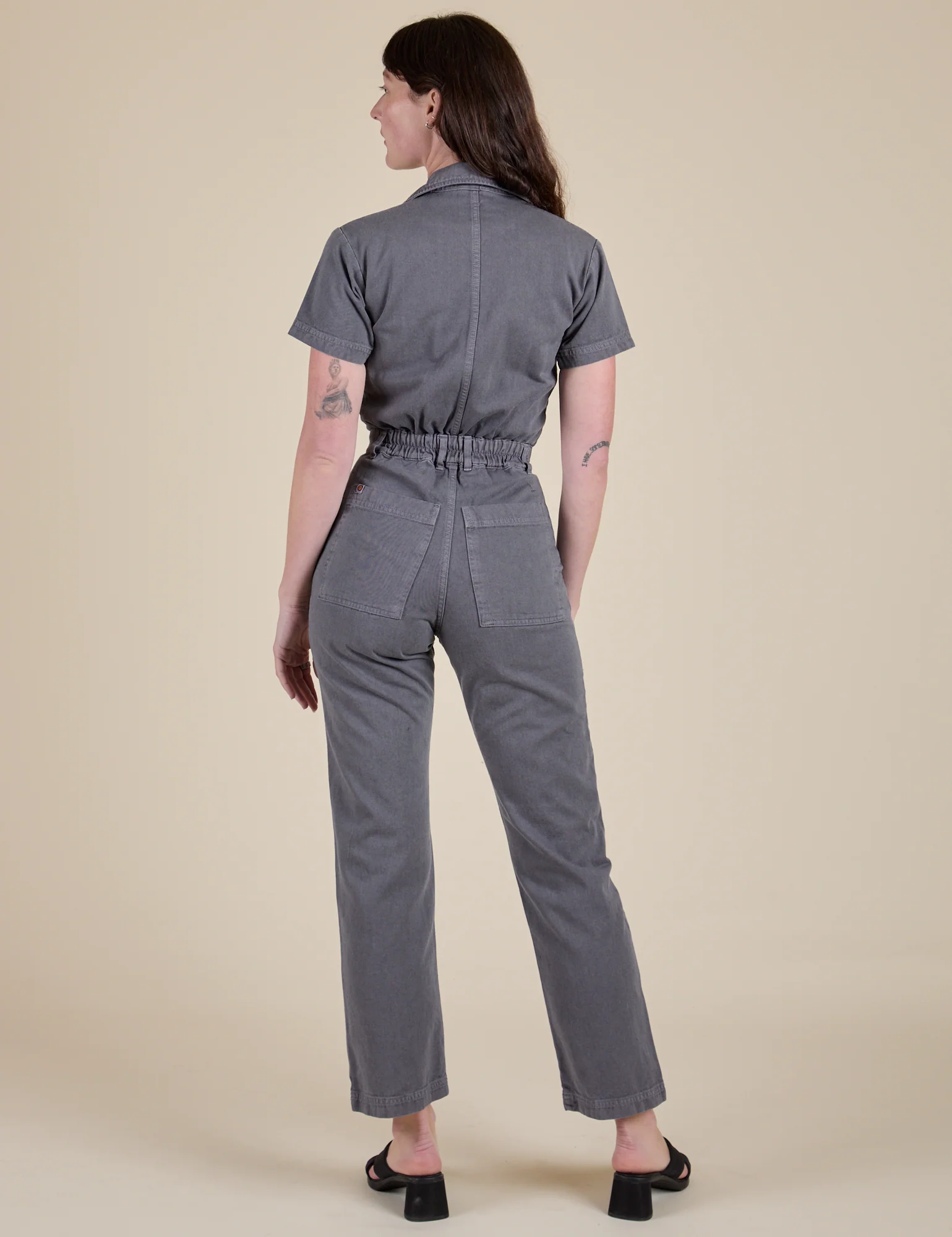 Short Sleeve Jumpsuit - Washed Grey - Image 25