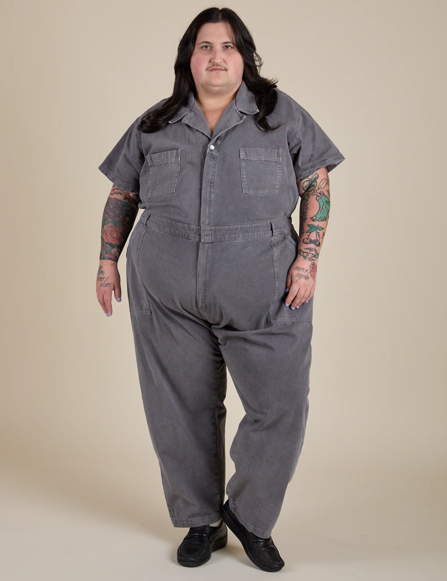 Short Sleeve Jumpsuit - Washed Grey - Image 28