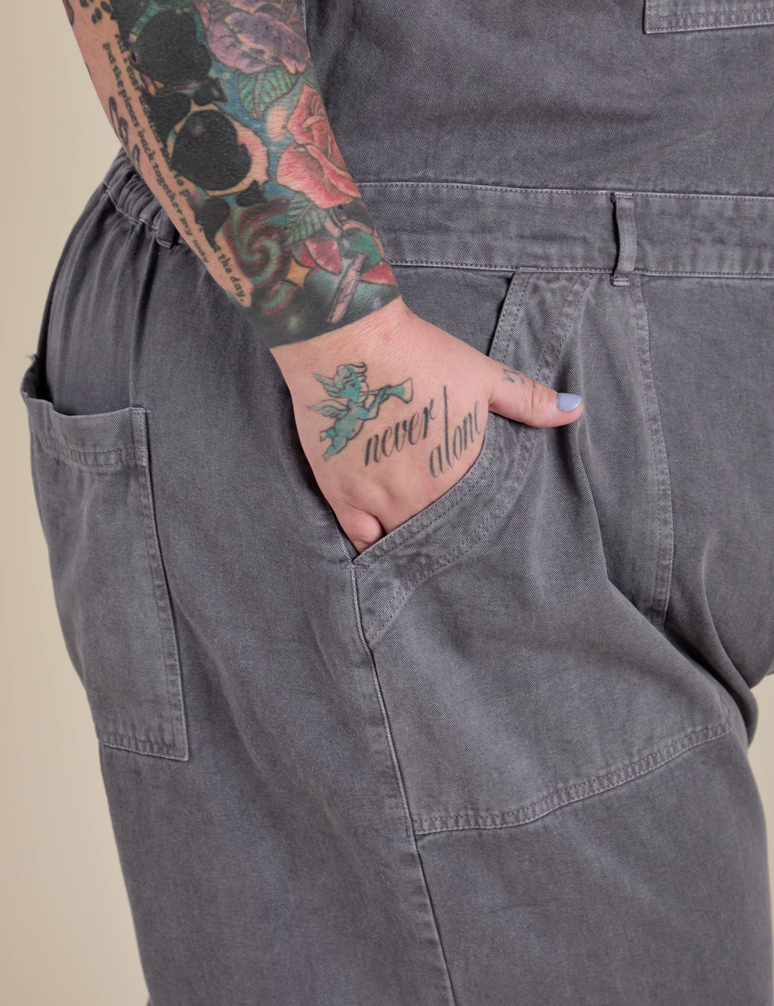 Short Sleeve Jumpsuit - Washed Grey - Image 30