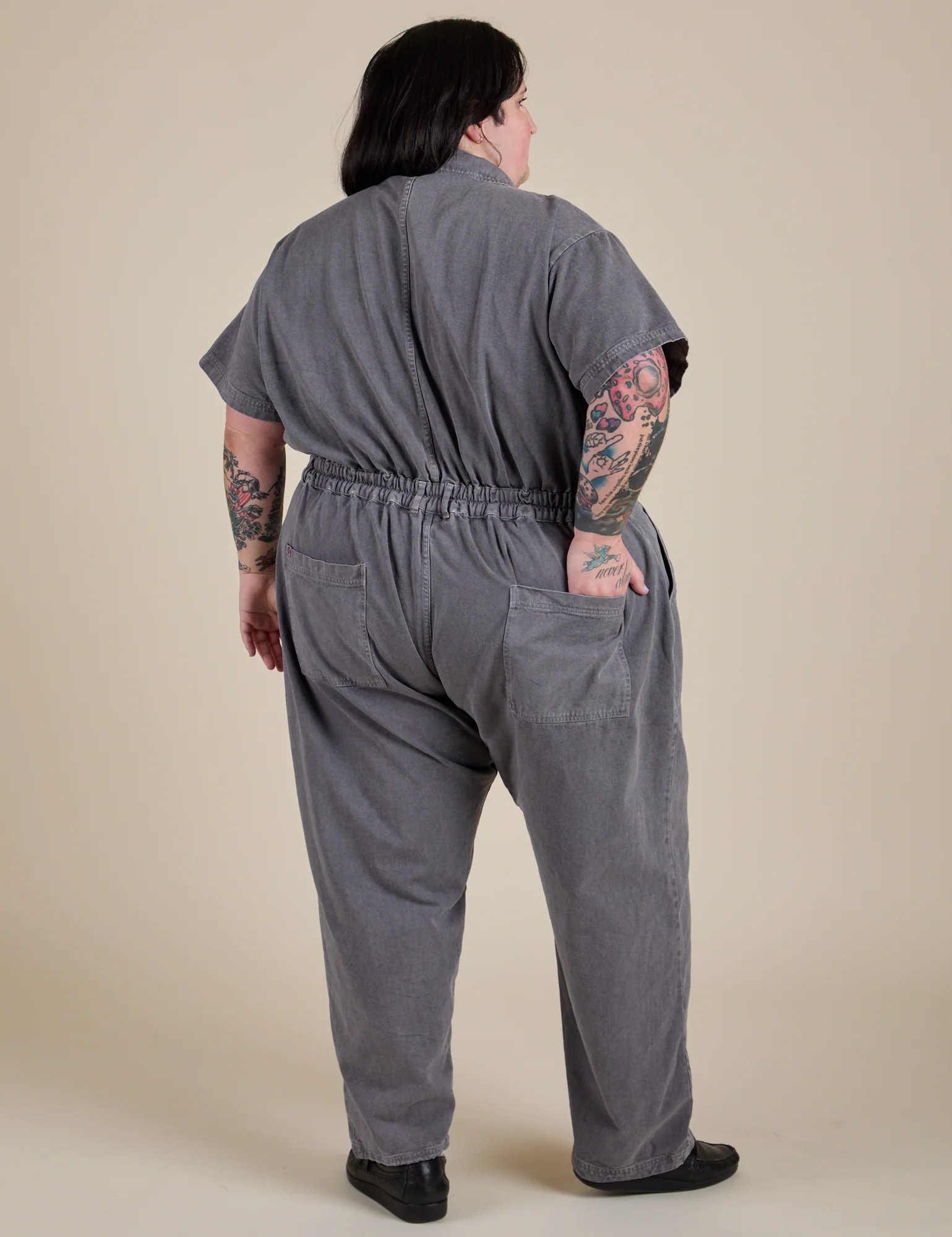 Short Sleeve Jumpsuit - Washed Grey - Image 31