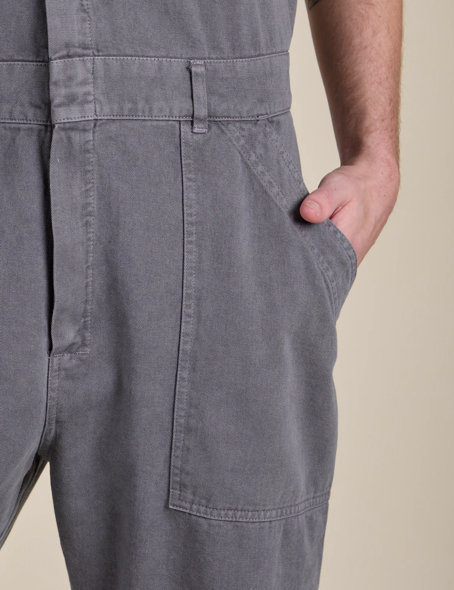 Short Sleeve Jumpsuit - Washed Grey - Image 5