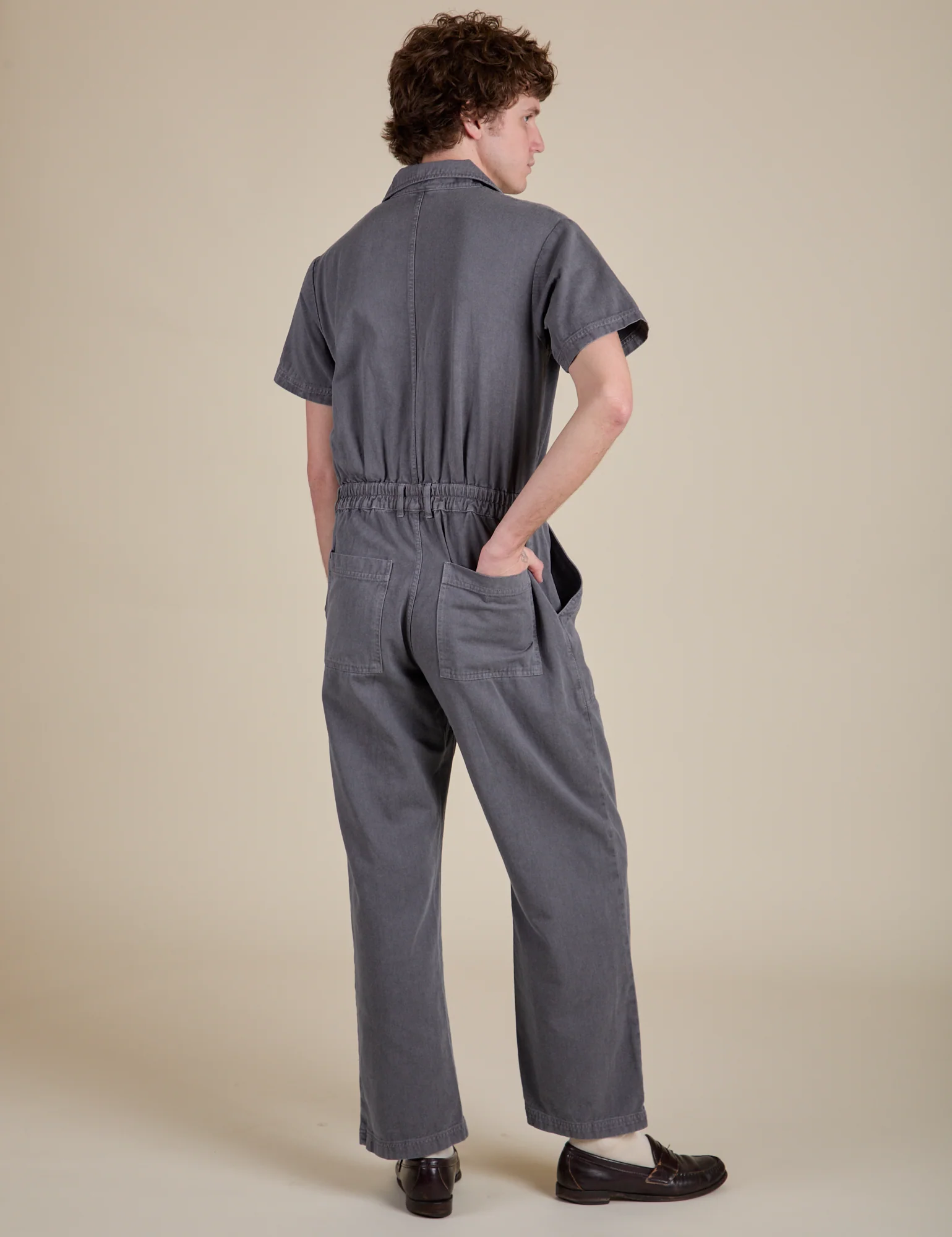 Short Sleeve Jumpsuit - Washed Grey - Image 8