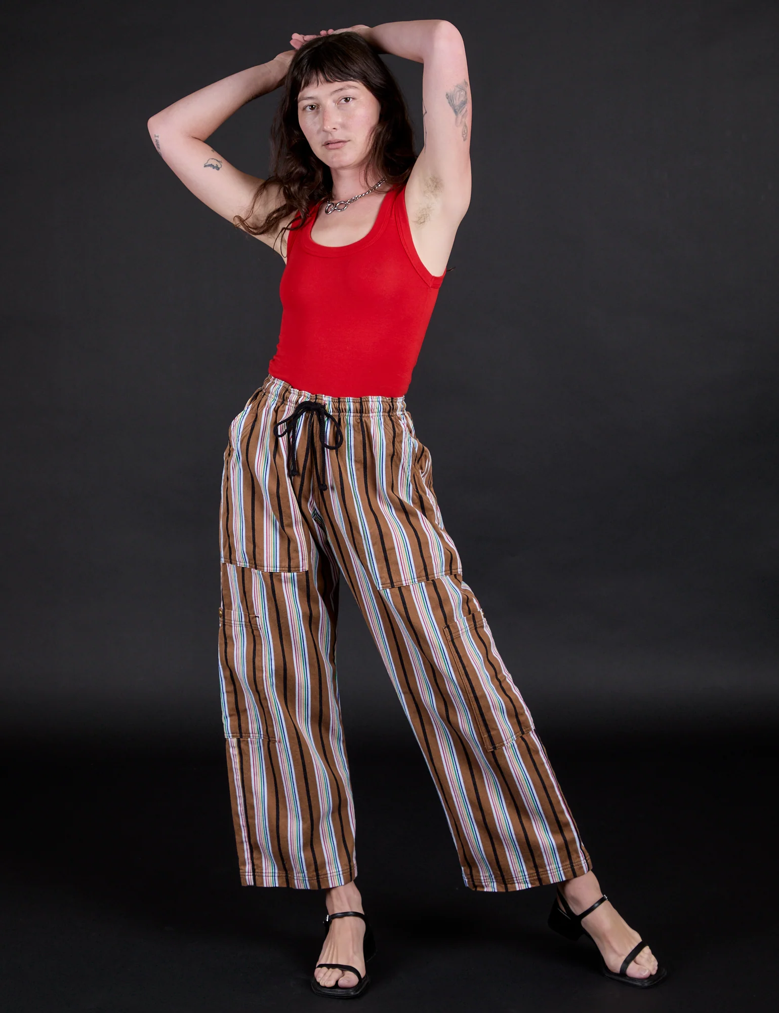 Striped Drop Pocket Pants - Retro Rainbow