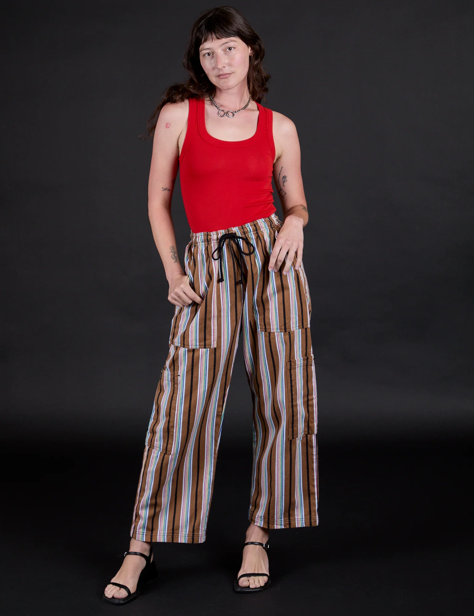Striped Drop Pocket Pants - Retro Rainbow - Image 3