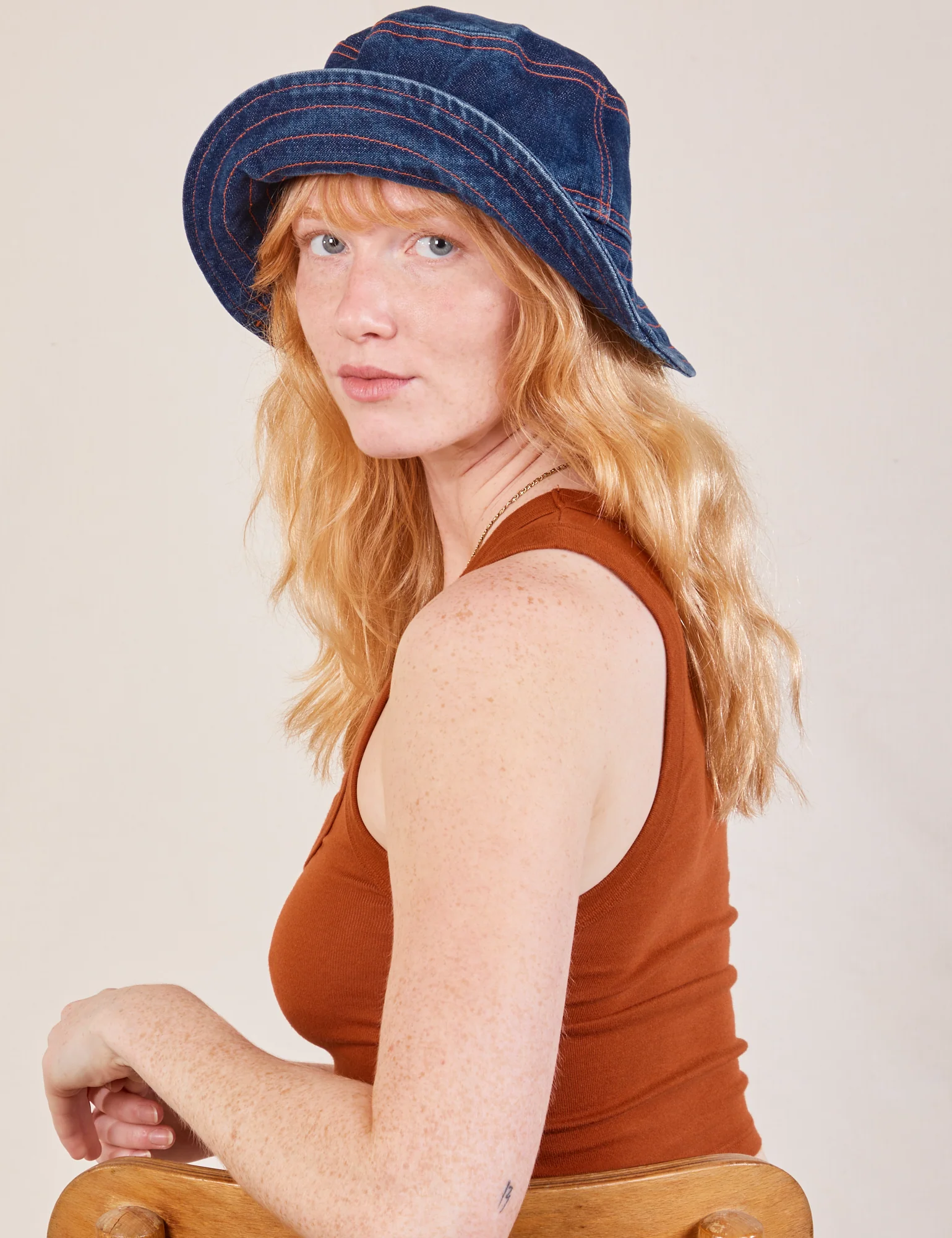 Wide Brim Bucket Hats - Indigo Denim - Image 5